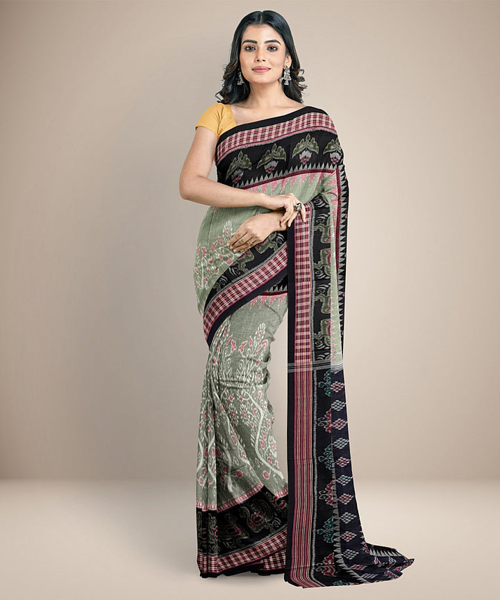 Grey black cotton handloom nuapatna saree