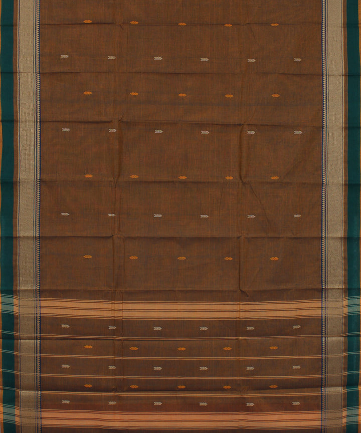 Brown cotton handwoven chettinadu saree