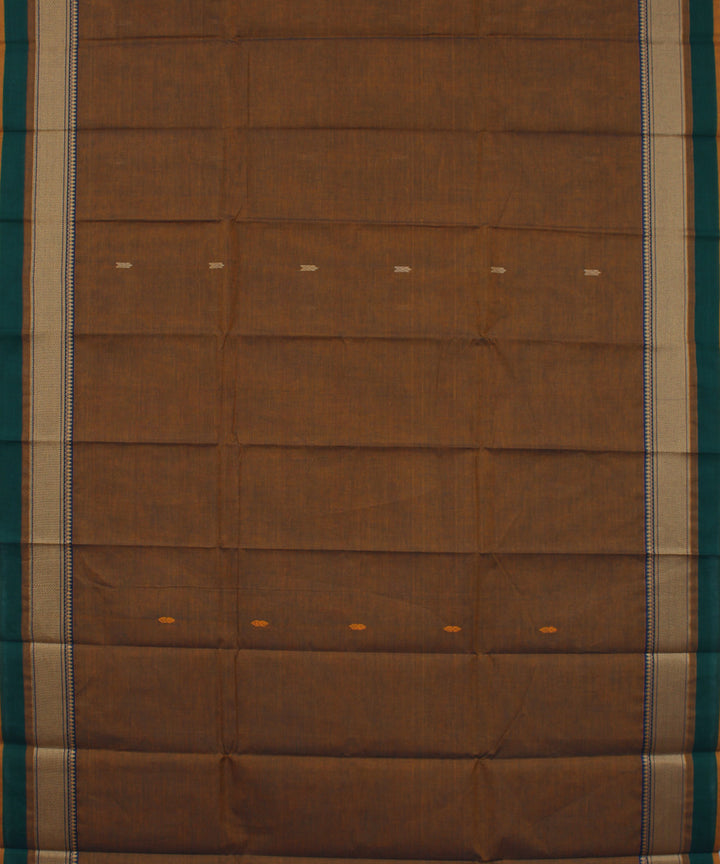 Brown cotton handwoven chettinadu saree