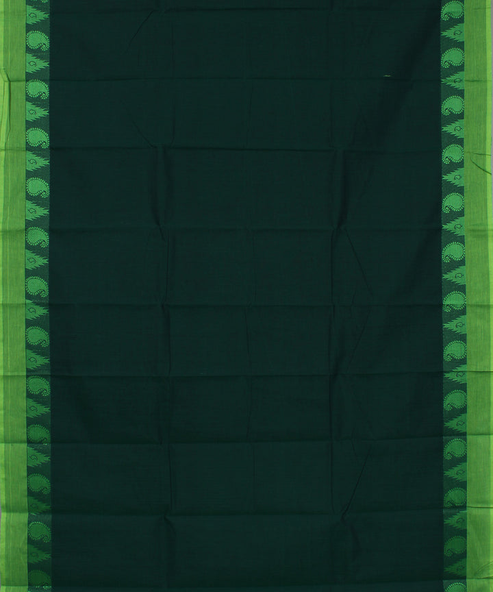 Green lime green border cotton handwoven chettinadu saree