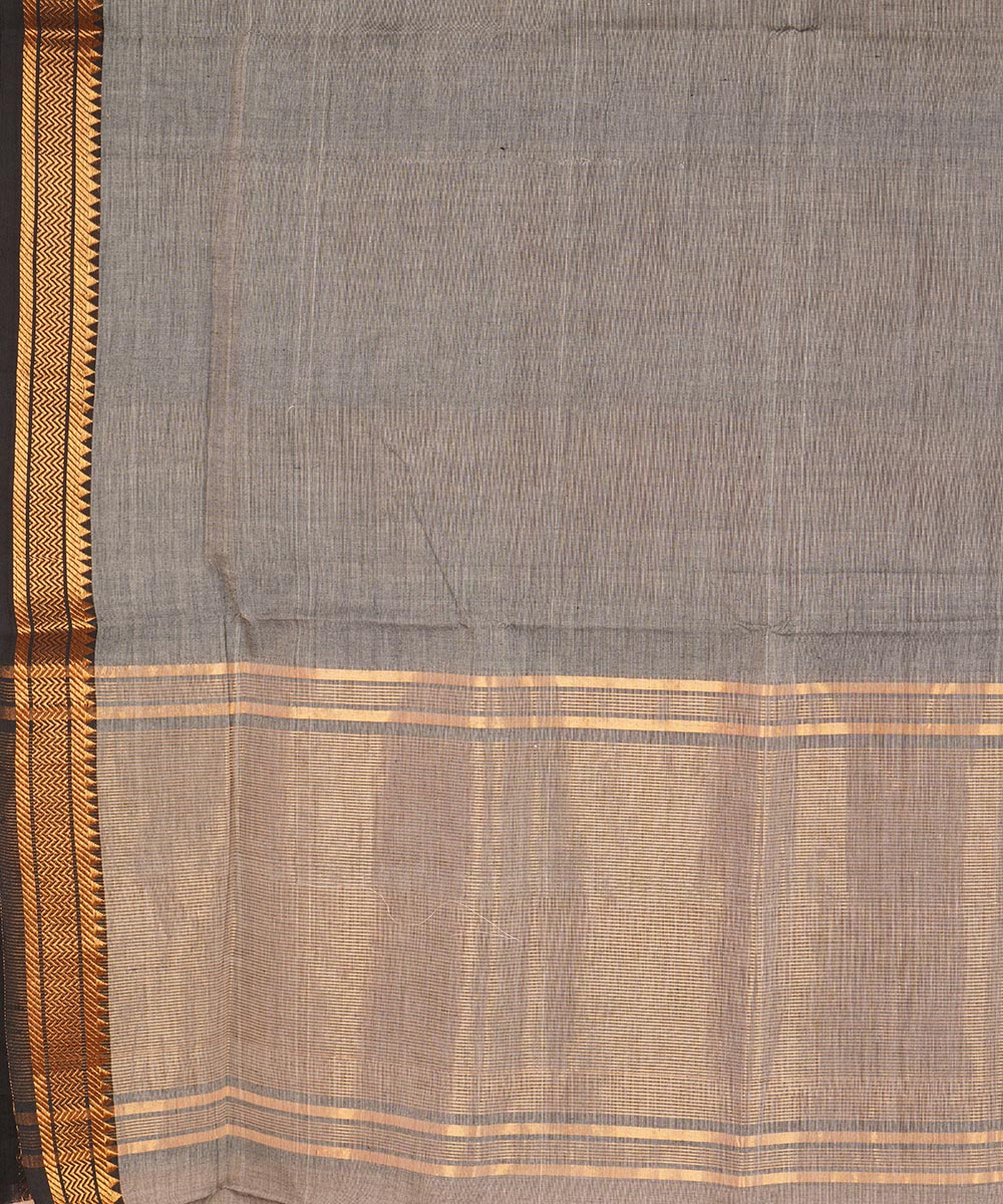 Grey gold border cotton handwoven mangalagiri saree