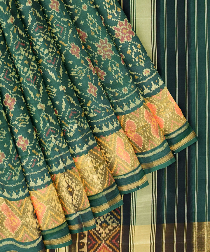 Dark green silk handloom patola saree