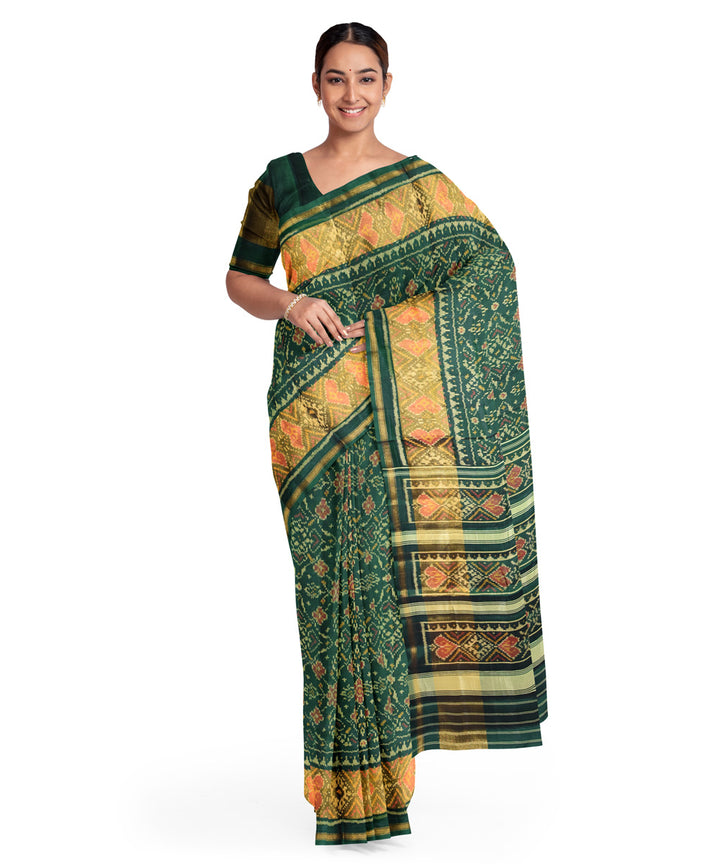 Dark green silk handloom patola saree