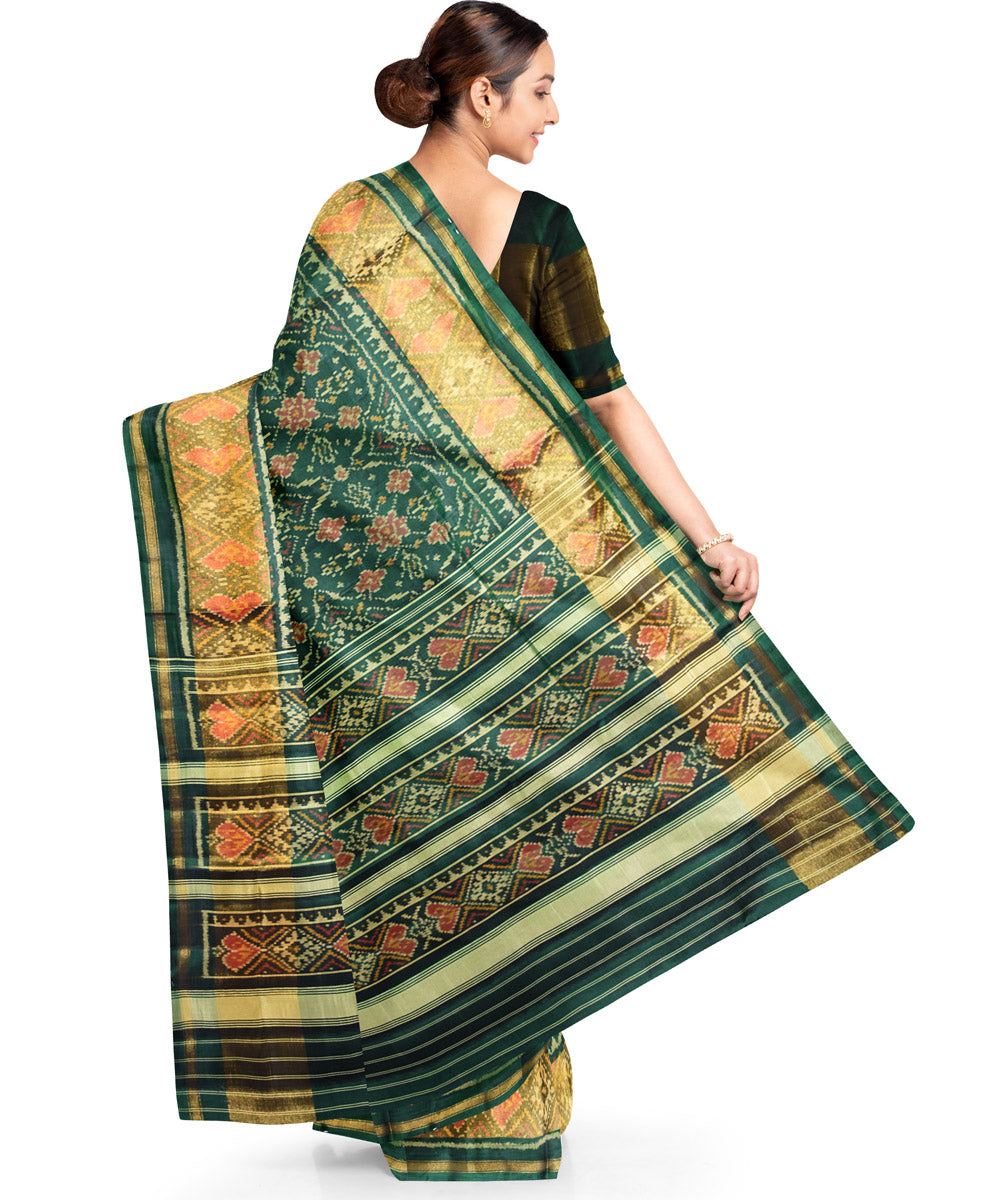 Dark green silk handloom patola saree