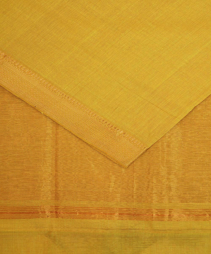 Yellow gold border cotton handwoven mangalagiri saree