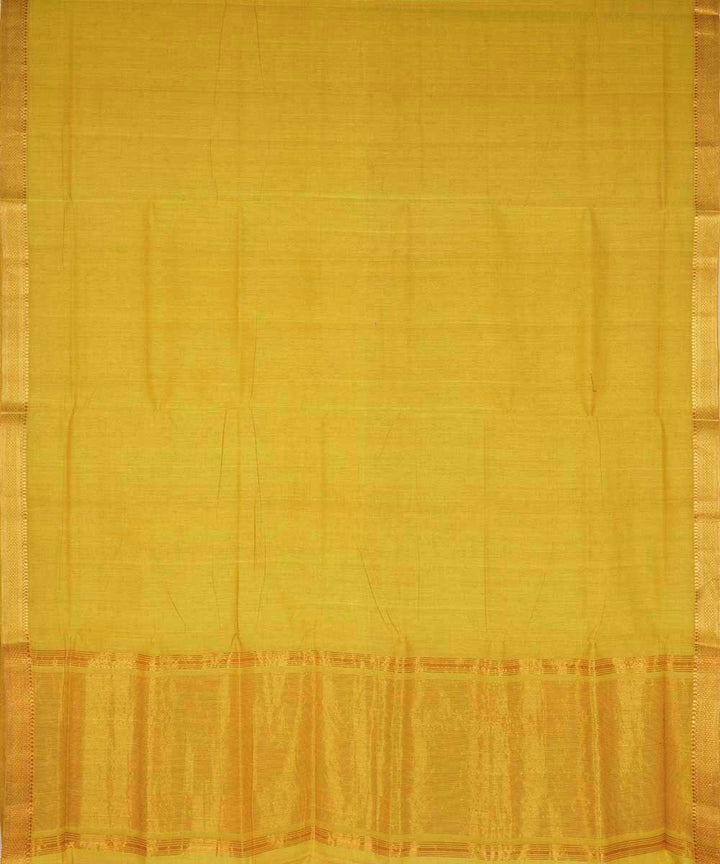 Yellow gold border cotton handwoven mangalagiri saree