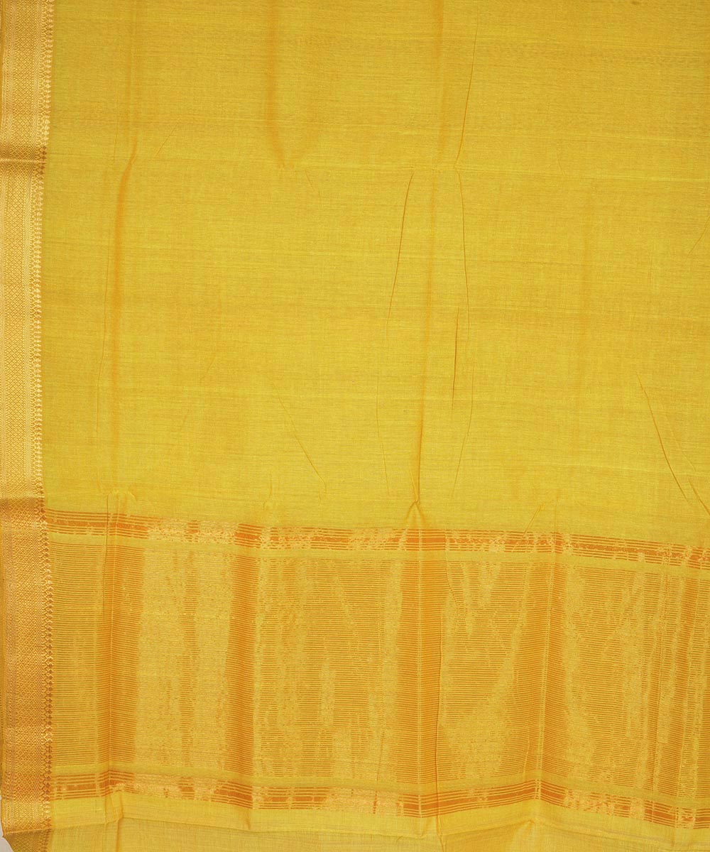 Yellow gold border cotton handwoven mangalagiri saree