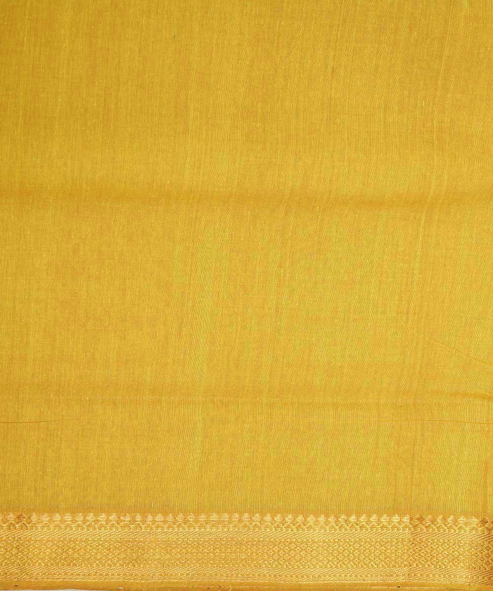Yellow gold border cotton handwoven mangalagiri saree