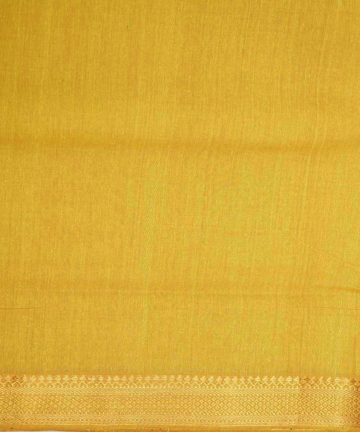 Yellow gold border cotton handwoven mangalagiri saree