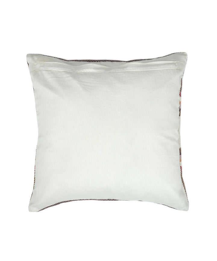 Brown red white handwoven cotton cushion cover