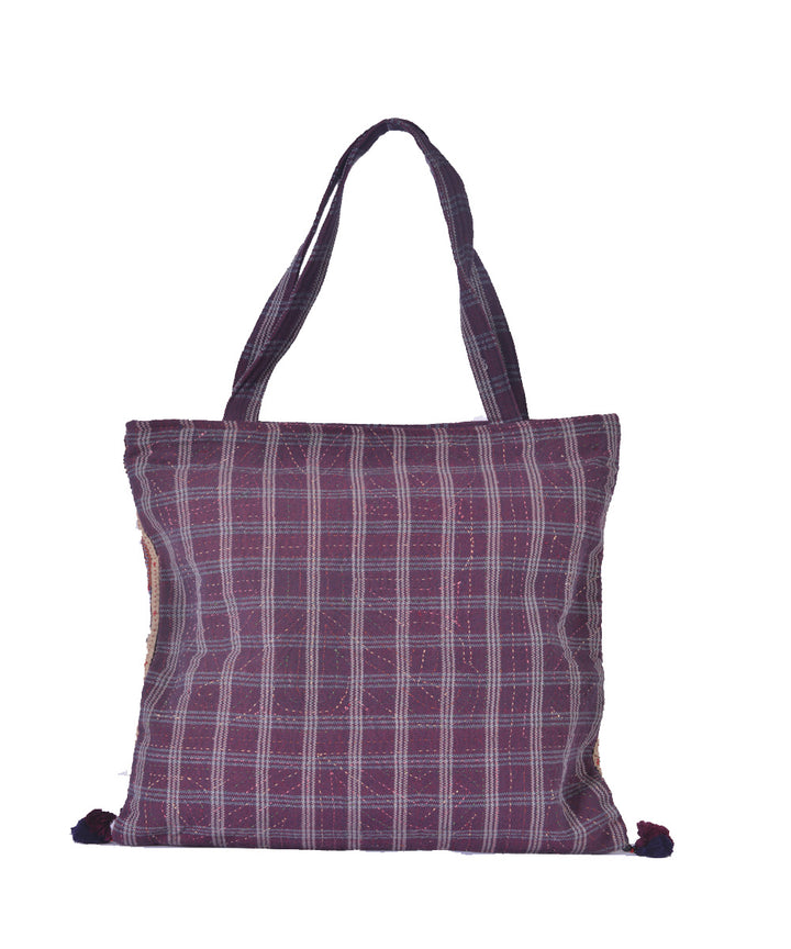 Multicolor hand embroidery silk tote bag