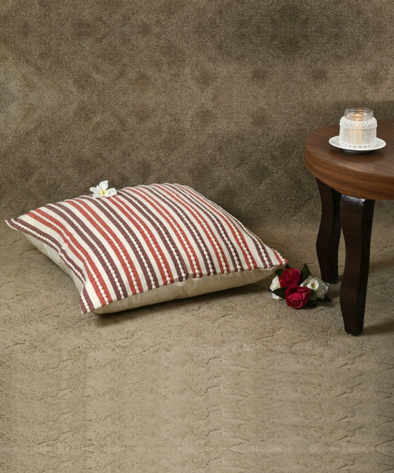 Multicolour stripes handwoven cotton cushion cover