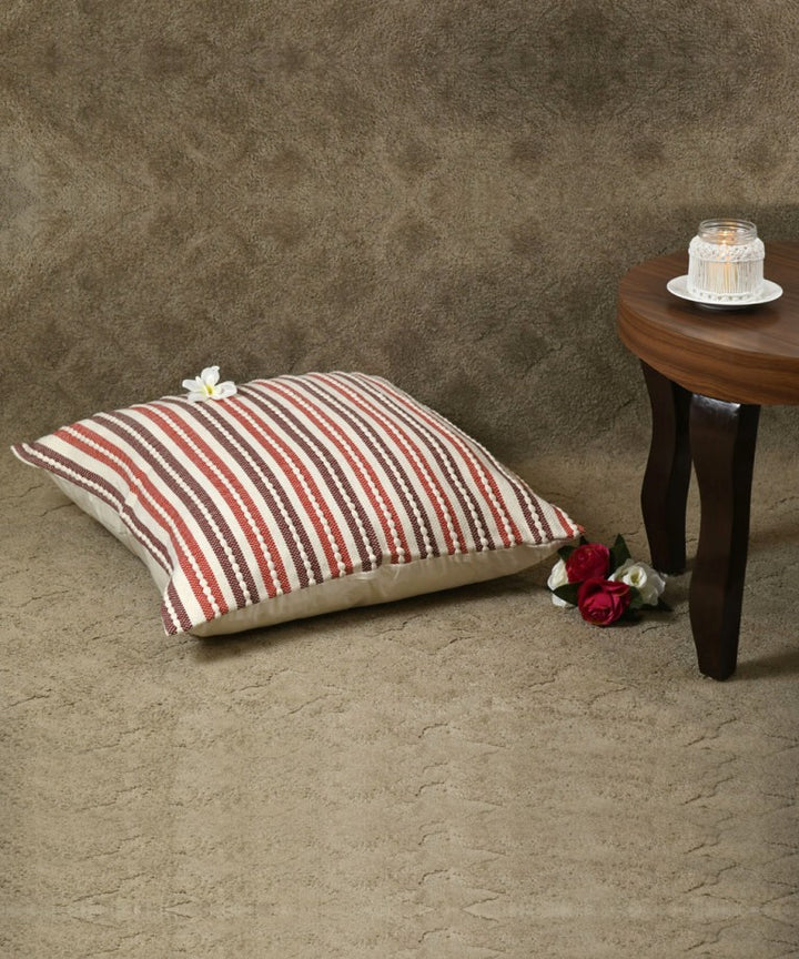 Multicolour stripes handwoven cotton cushion cover