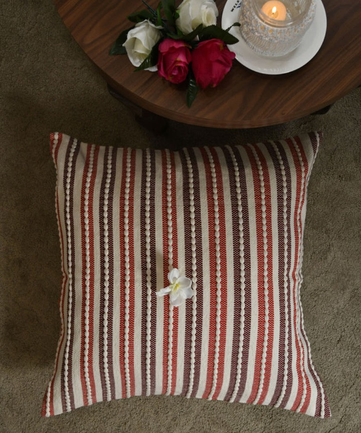 Multicolour stripes handwoven cotton cushion cover