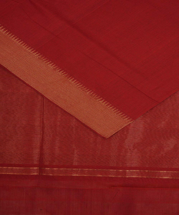 Maroon gold big border cotton handwoven mangalagiri saree