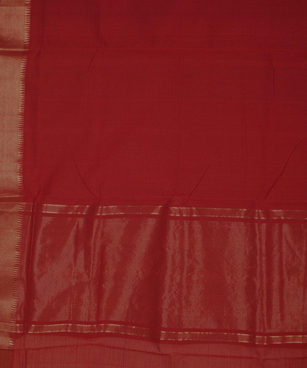 Maroon gold big border cotton handwoven mangalagiri saree