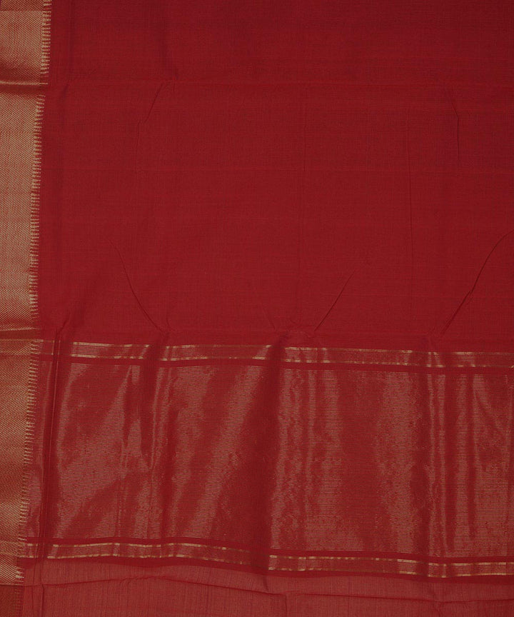 Maroon gold big border cotton handwoven mangalagiri saree