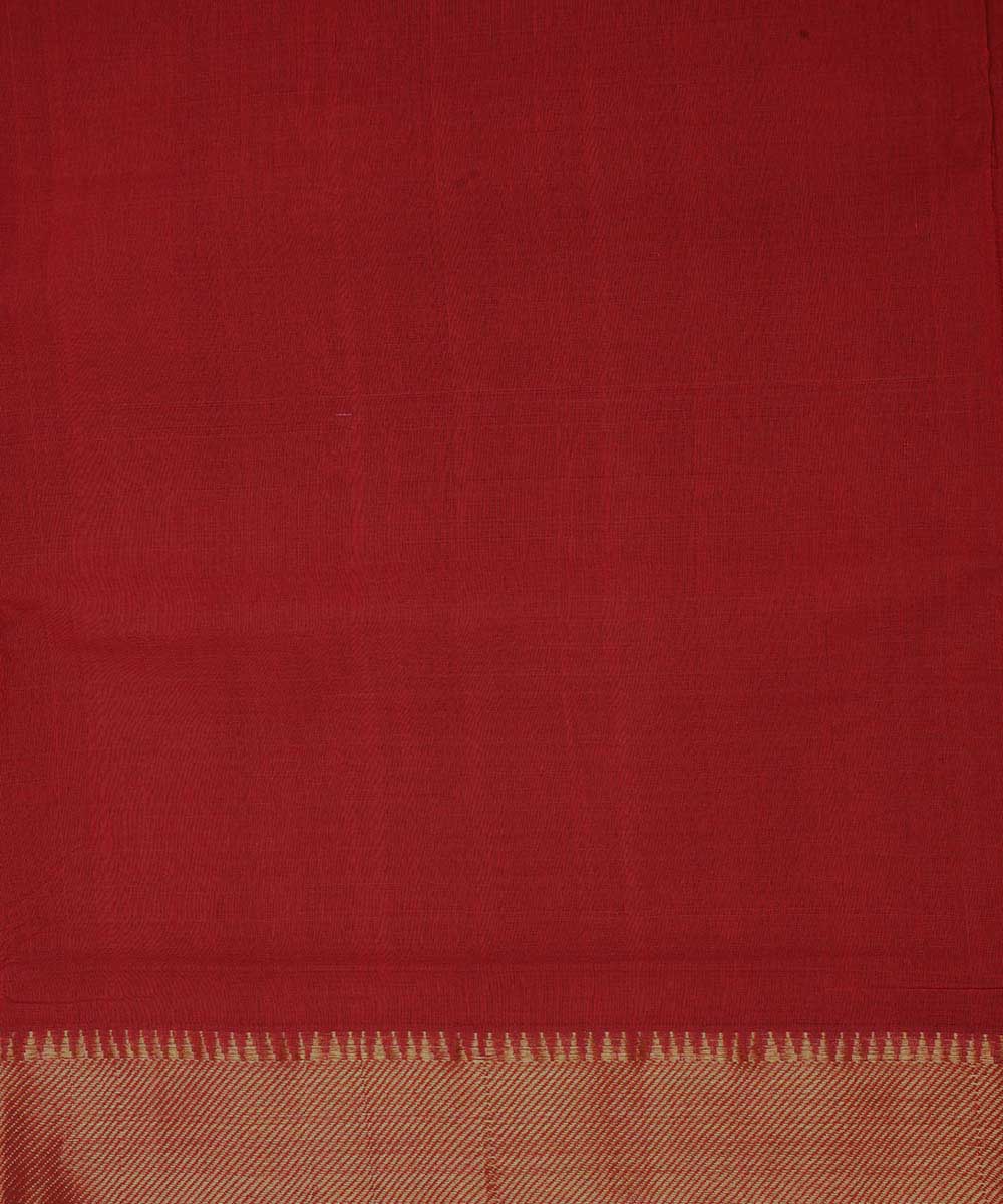 Maroon gold big border cotton handwoven mangalagiri saree