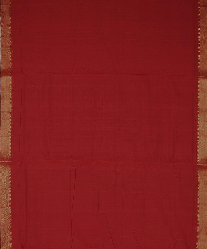 Maroon gold big border cotton handwoven mangalagiri saree