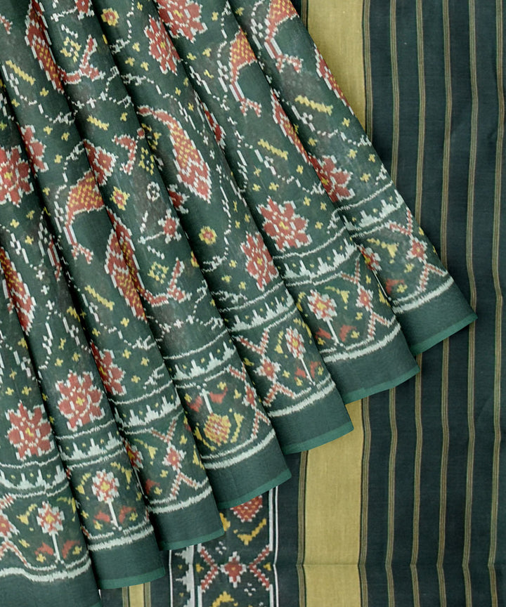 Dark green handloom cotton patola sari