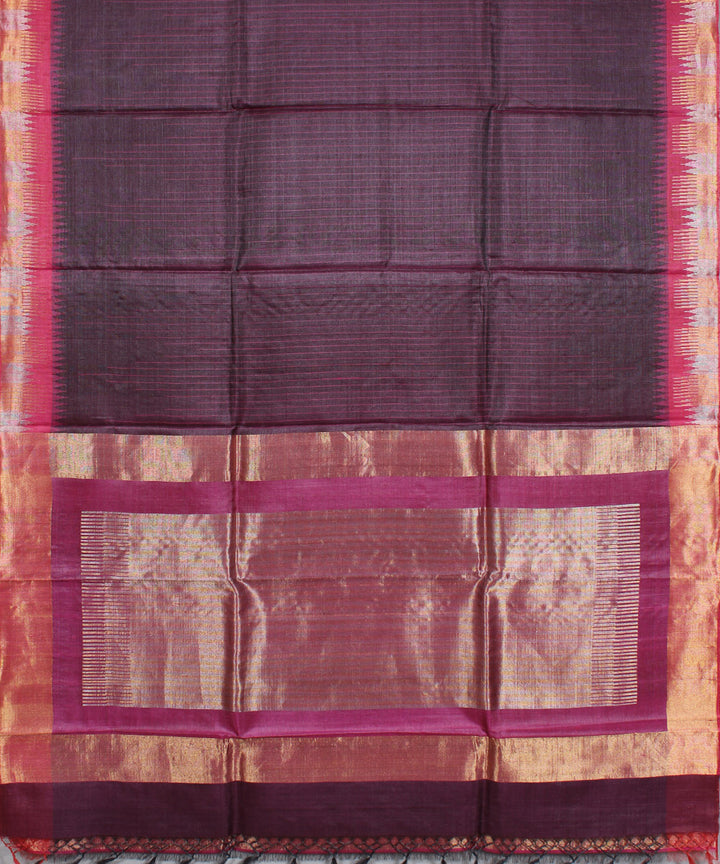Purple pink handwoven kosa tussar silk saree