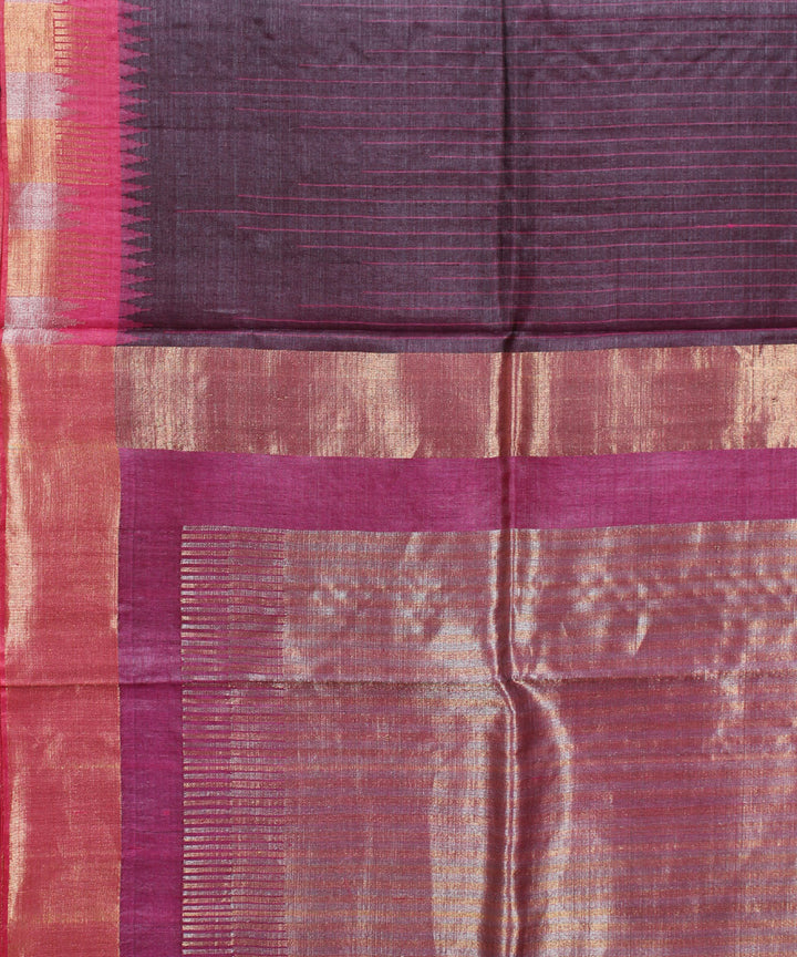 Purple pink handwoven kosa tussar silk saree