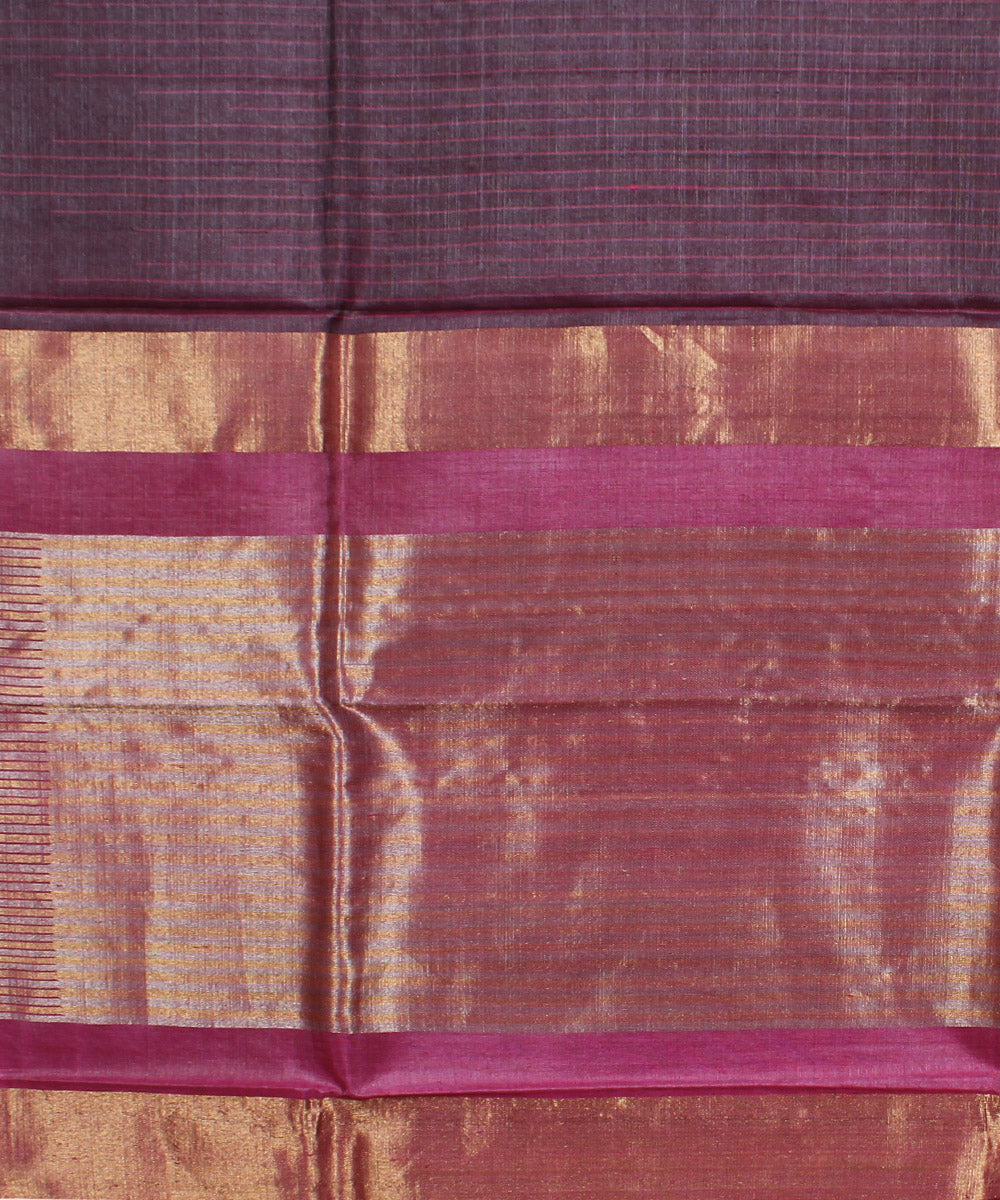 Purple pink handwoven kosa tussar silk saree