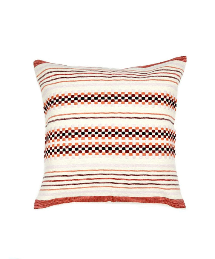 Multicolor handwoven stripes cotton cushion cover