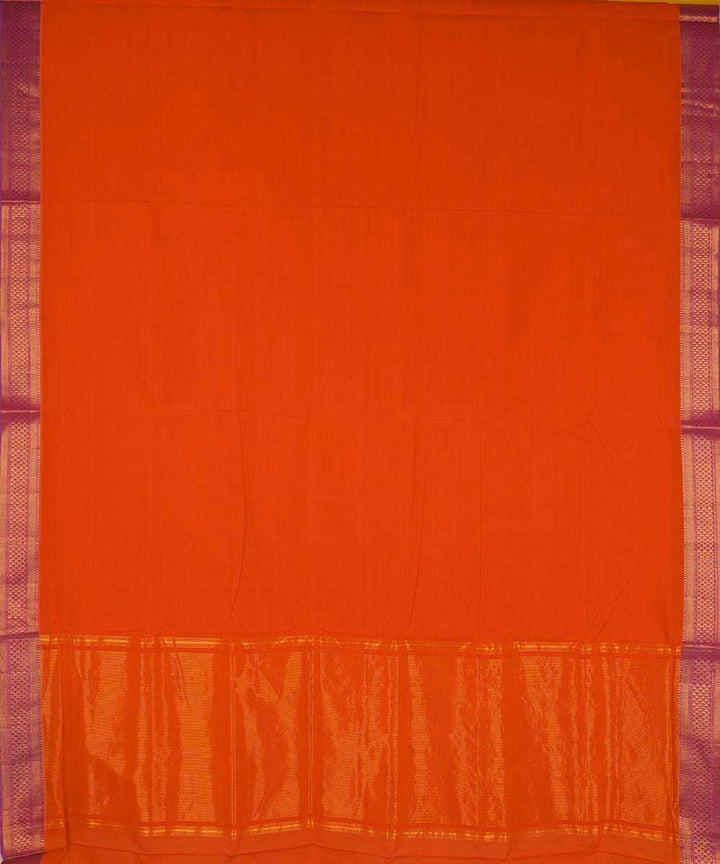 Orange gold big border cotton handoom mangalagiri saree
