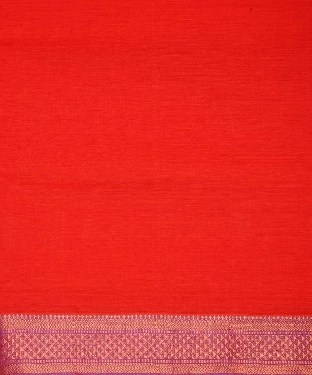 Orange gold big border cotton handoom mangalagiri saree