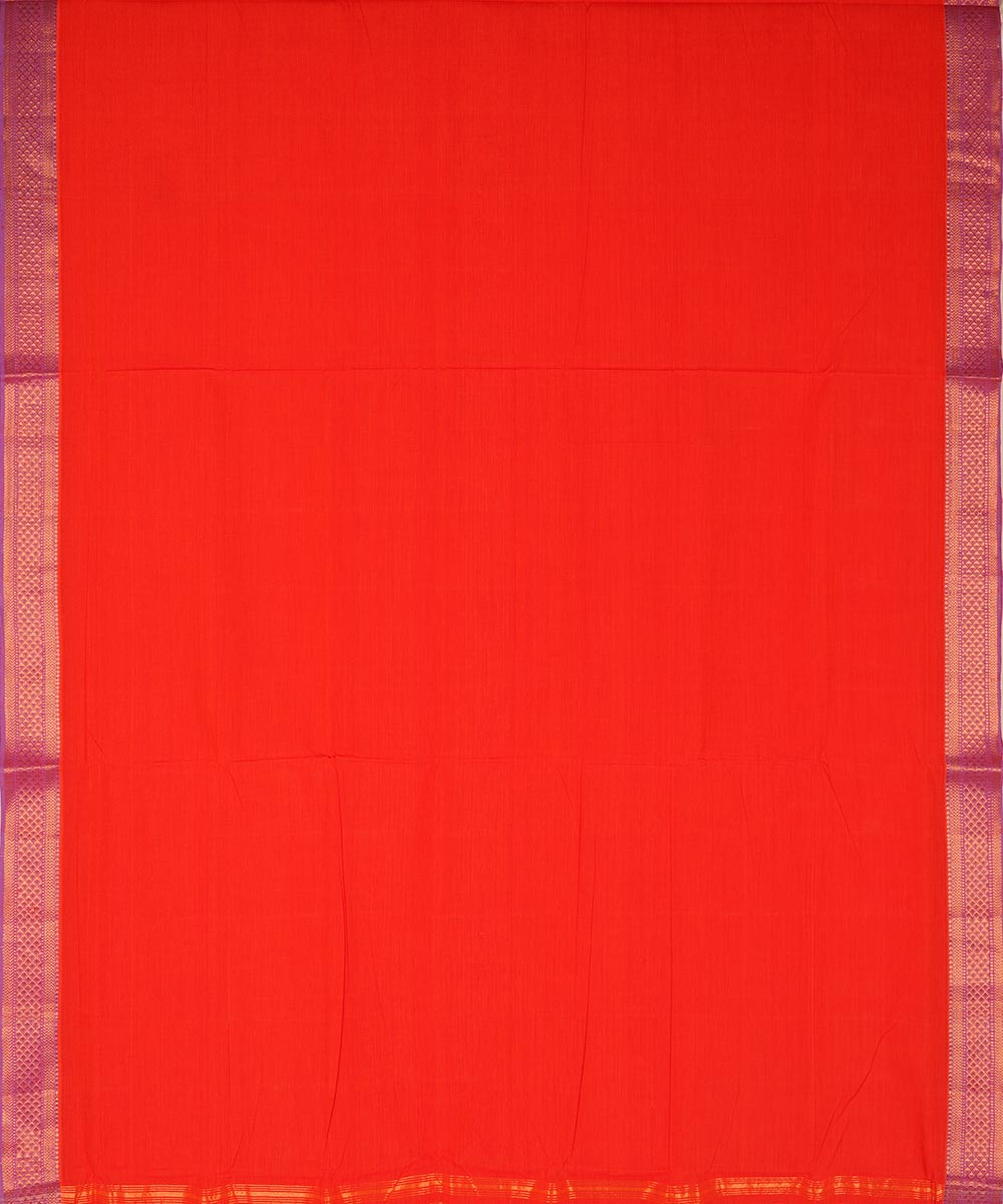 Orange gold big border cotton handoom mangalagiri saree