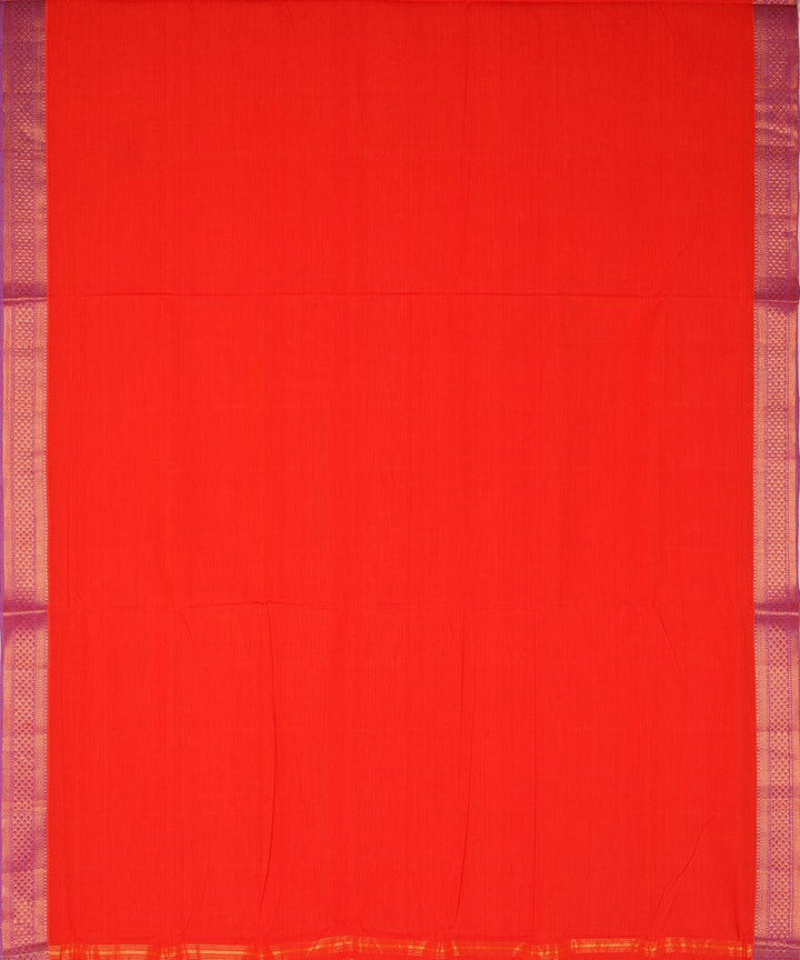 Orange gold big border cotton handoom mangalagiri saree