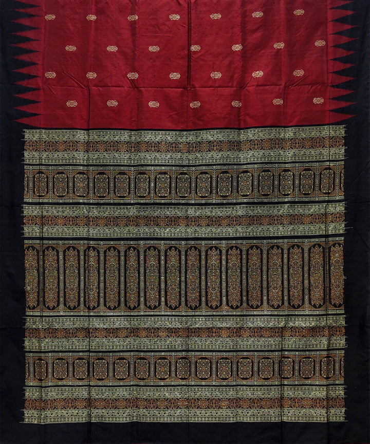 Red black silk handloom bomkai saree