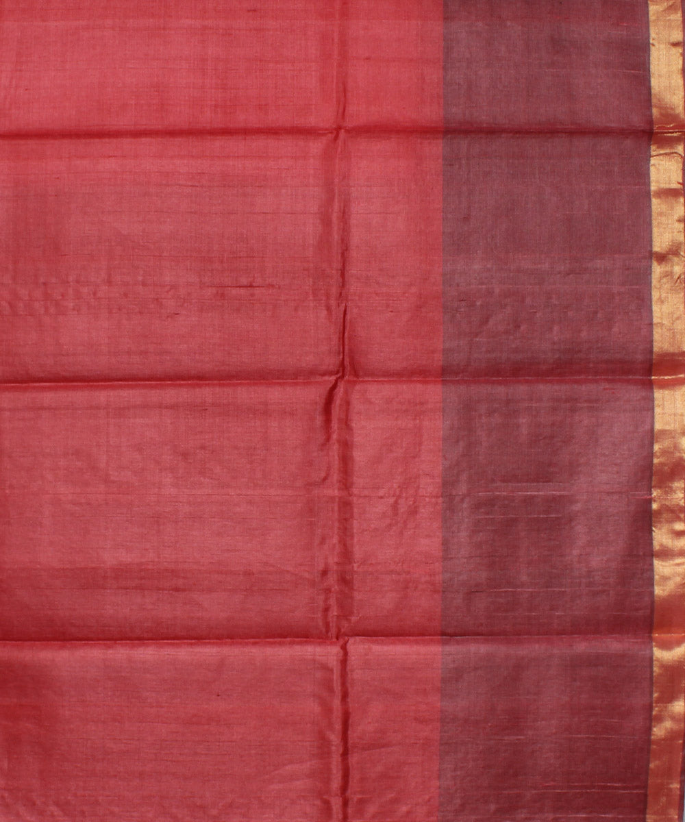 Red black handwoven kosa tussar silk saree