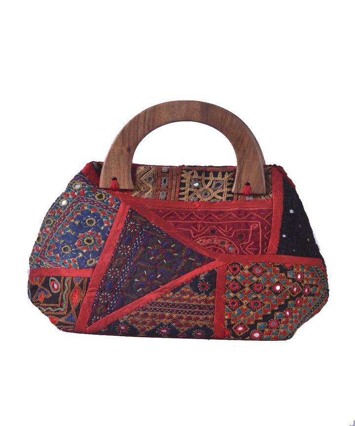 Red hand embroidery silk bag