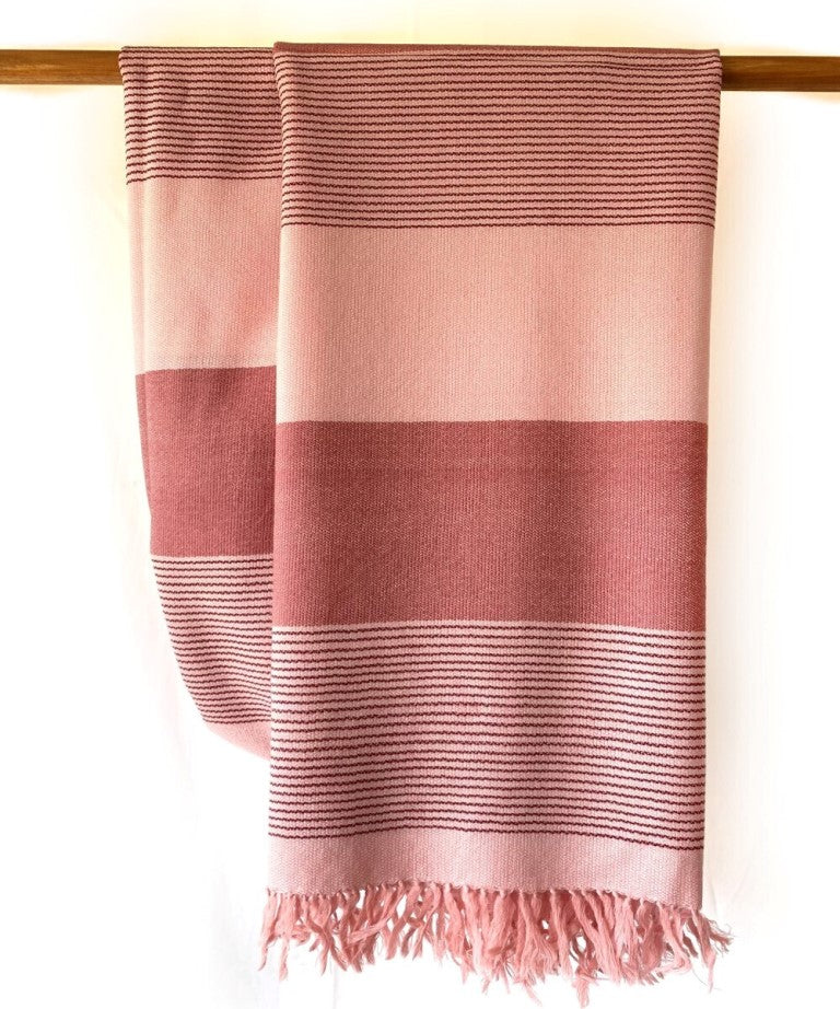 Shades of pink handwoven wooled shawl