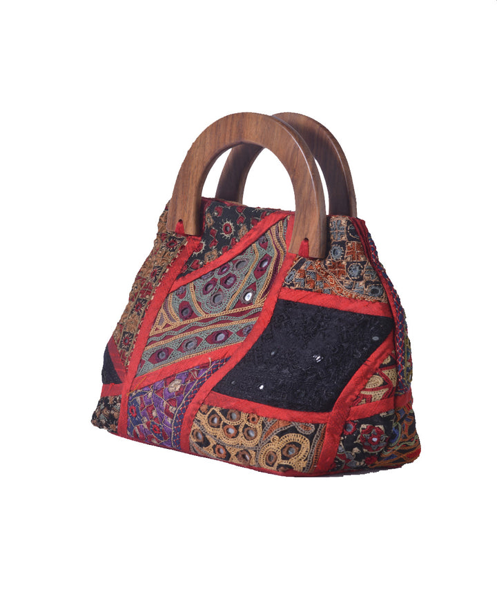 Red hand embroidery silk bag