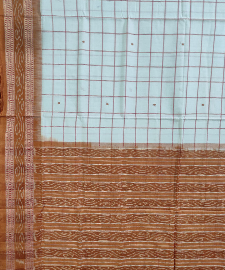 White brown handwoven cotton sambalpuri saree
