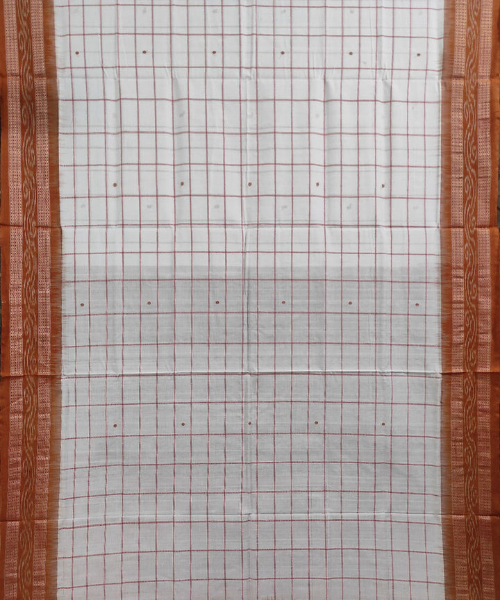 White brown handwoven cotton sambalpuri saree