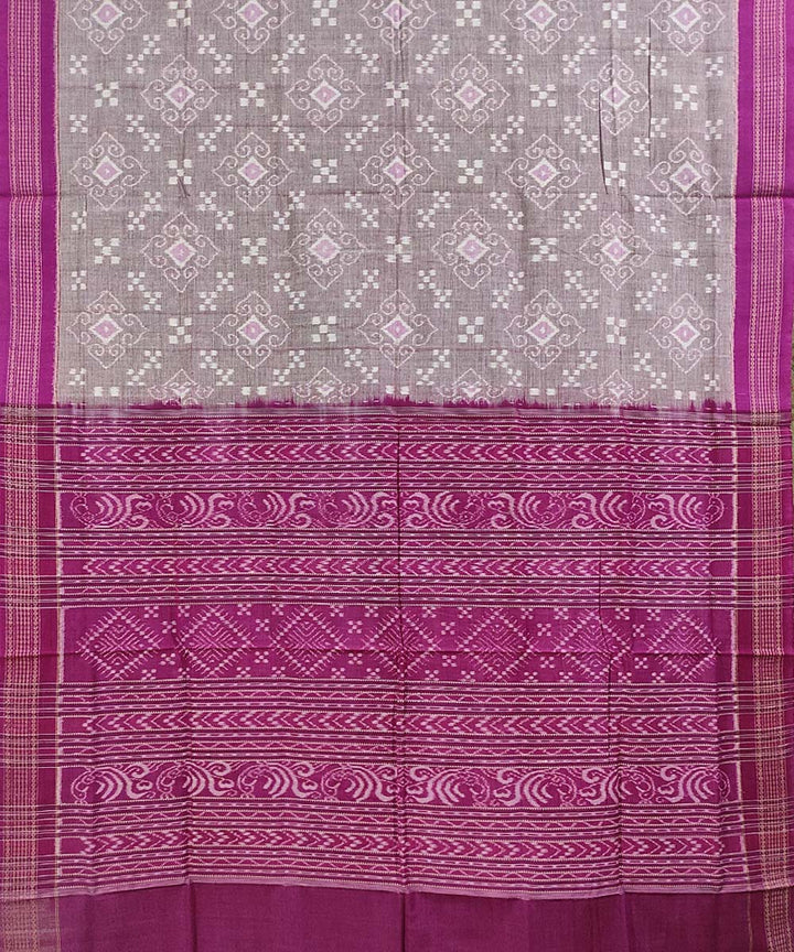Grey magenta handwoven cotton sambalpuri saree