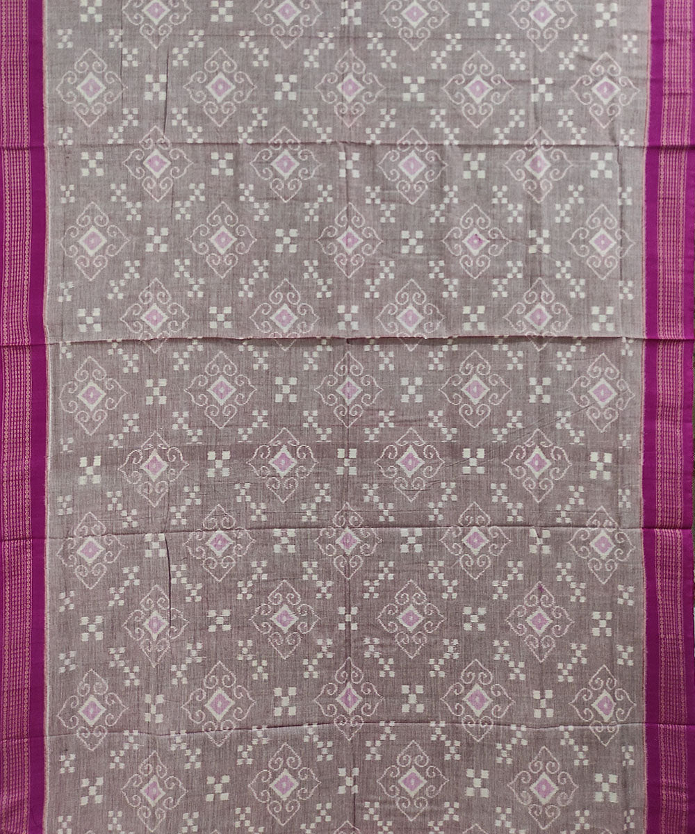 Grey magenta handwoven cotton sambalpuri saree