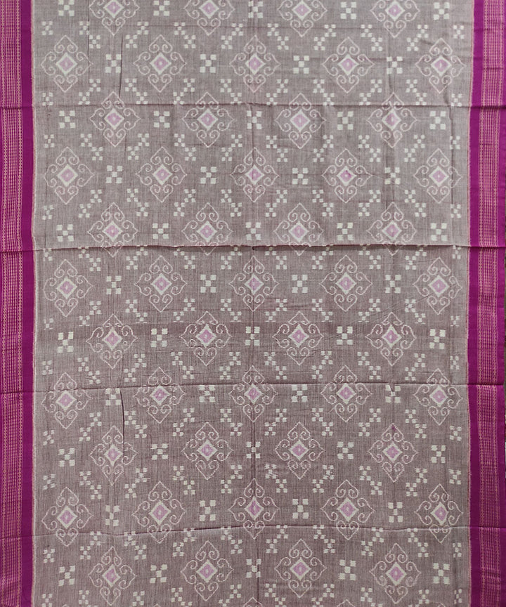 Grey magenta handwoven cotton sambalpuri saree