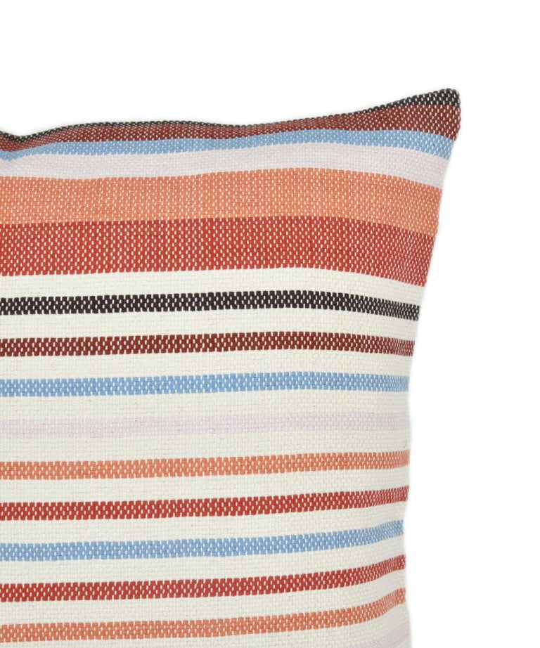Multicolour handwoven stripes cotton cushion cover