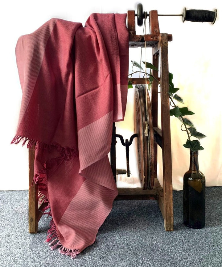 Pink lilac handwoven woolen shawl