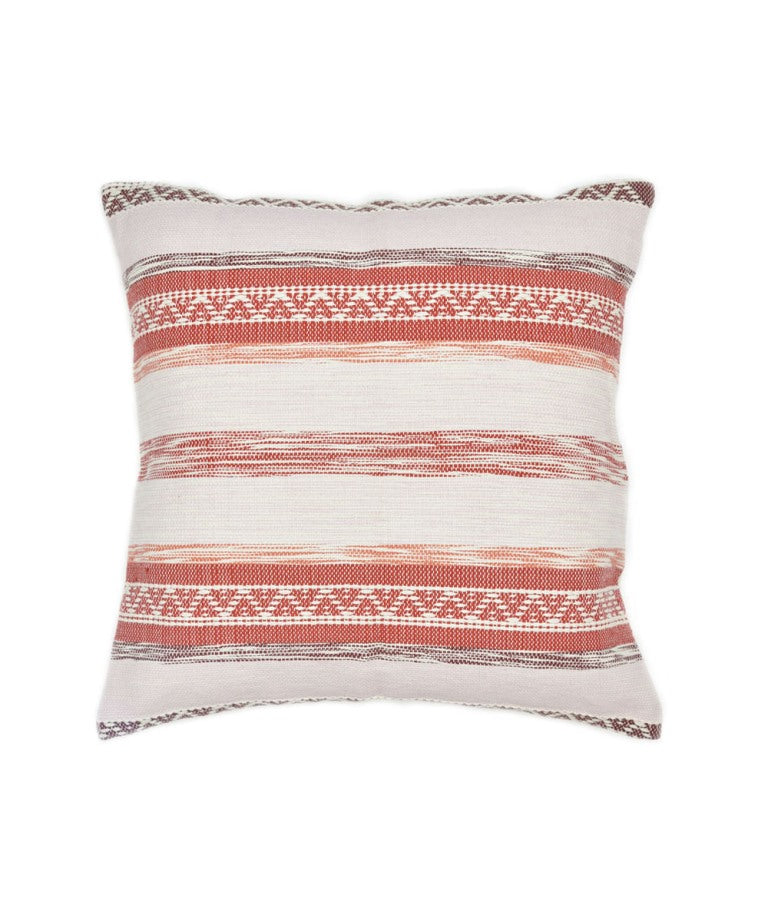 Multi colour handwoven stripes cotton cushion cover
