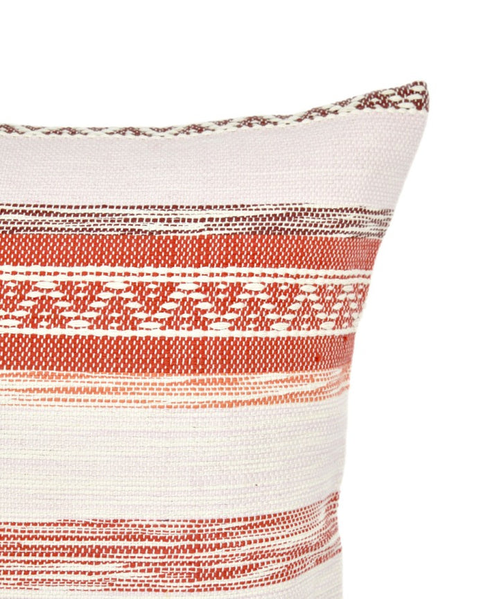 Multi colour handwoven stripes cotton cushion cover
