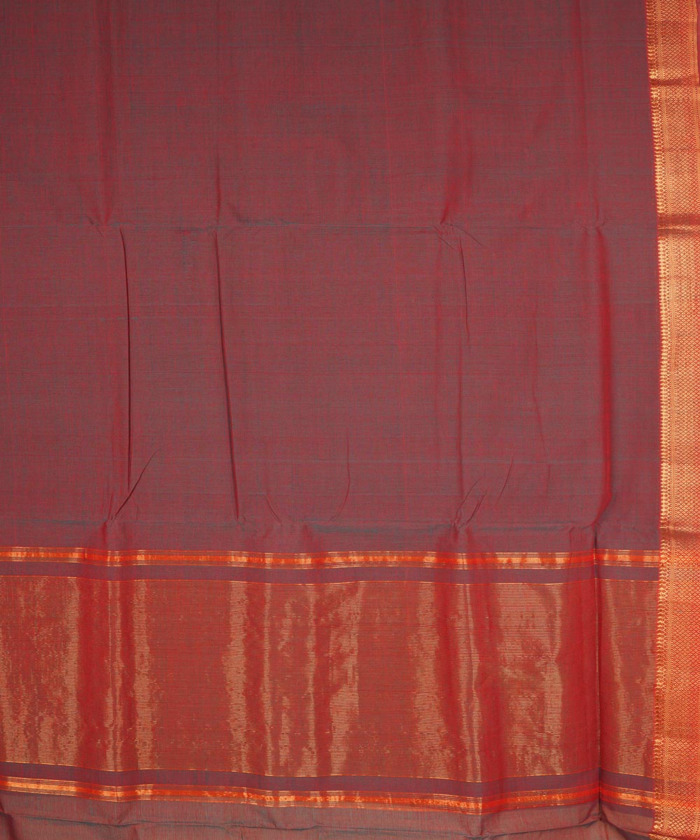 Double color gold border cotton handwoven mangalagiri saree