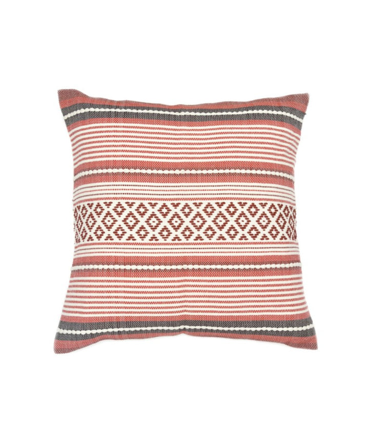 Multi color handwoven stripes cotton cushion cover