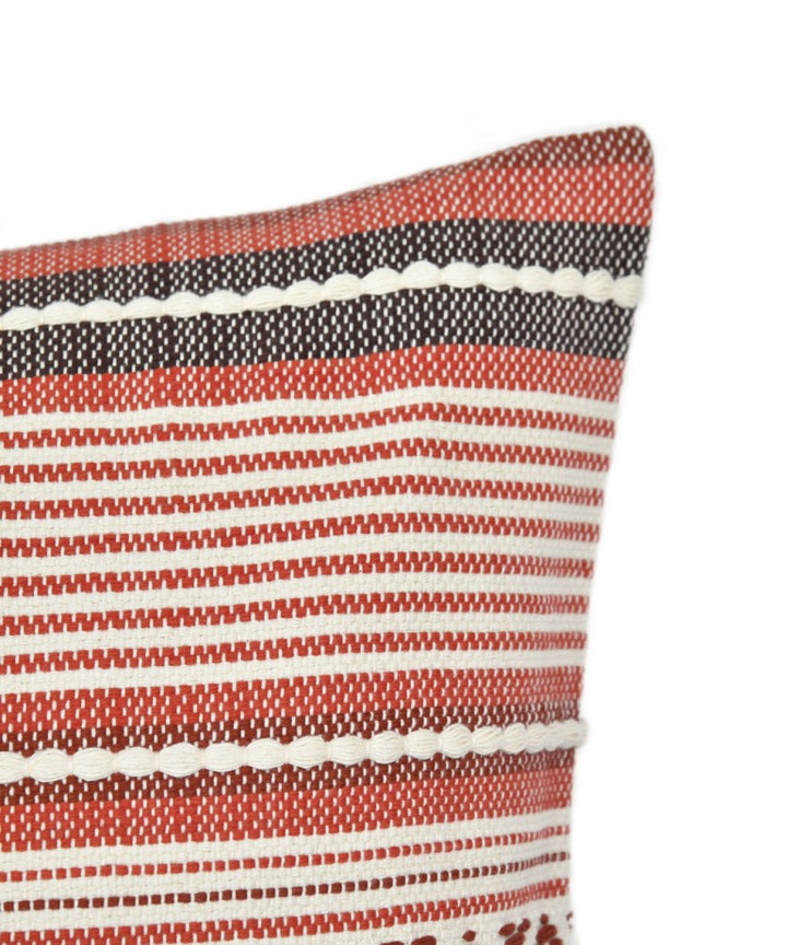 Multi color handwoven stripes cotton cushion cover