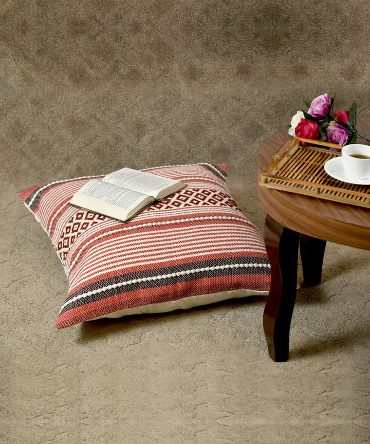 Multi color handwoven stripes cotton cushion cover